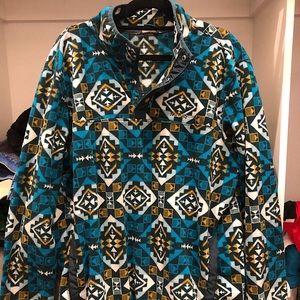 Eddie Bauer Aztec quarter zip/ snap fleece size Large